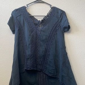 Haute Society black high low shirt